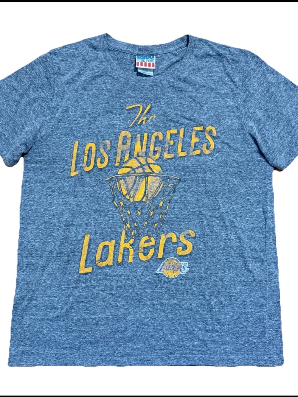 Vintage Junk Food Y2K Los Angeles Lakers Graphic Tee Shirt Made in USA SZ L